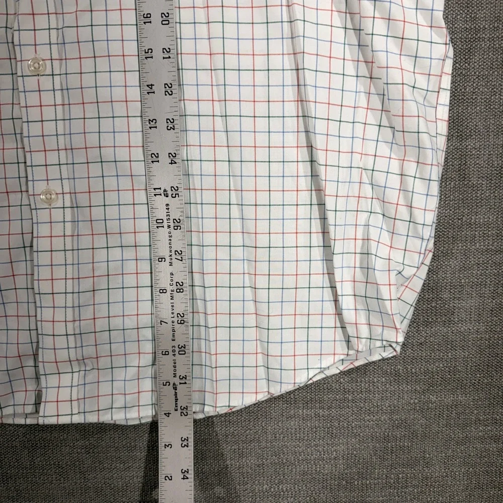 LL‎ Bean Button Down Shirt Mens XL White Tattersall Check Good Wrinkle Free